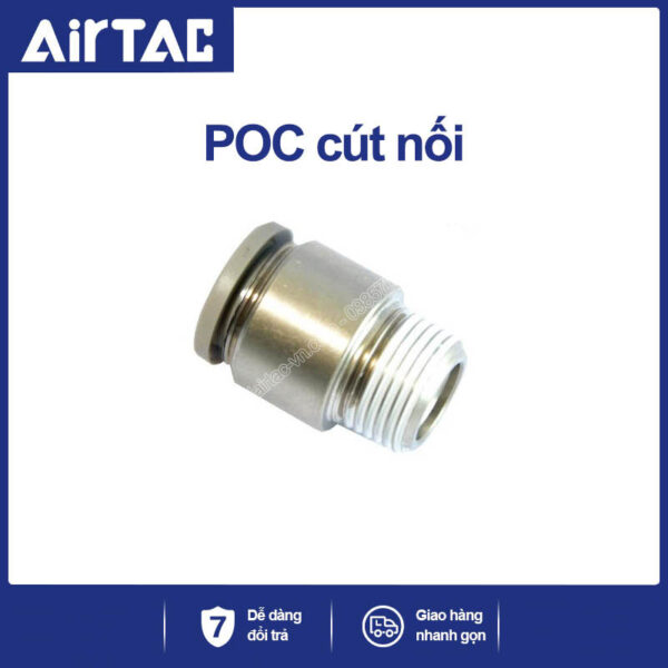 POC4-M5 Nối nhanh thẳng ren ngoài Airtac (POC4-M5-S thép)